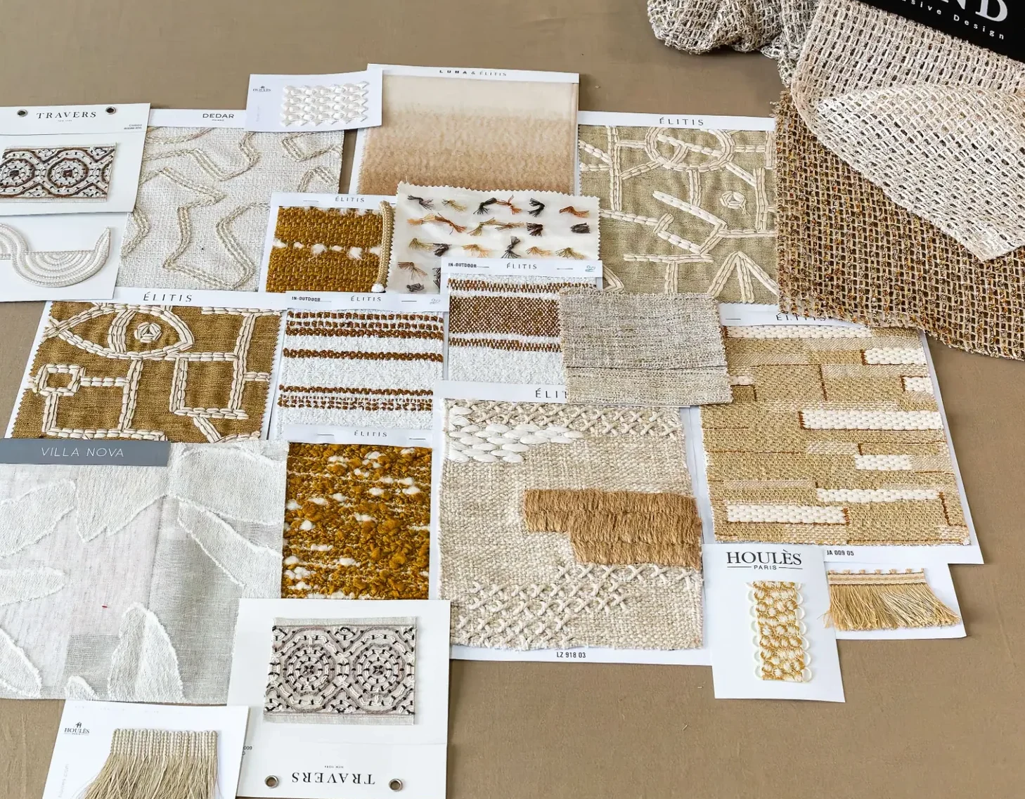 Moodboard de matières et textures d’ameublement